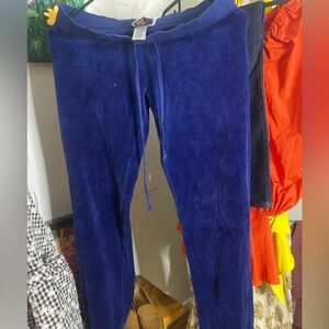 Juicy Couture velour jogger pants, Y2K-style royal blue velour,